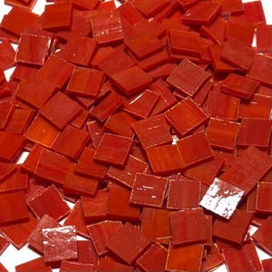 1/2” Opaque Orange Red Stained Glass Mosaic Tiles