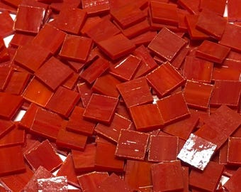 1/2” Opaque Orange Red Stained Glass Mosaic Tiles