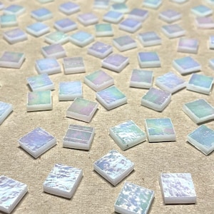 3/8&quot; Iridescent White Stained Glass Mosaic Tiles