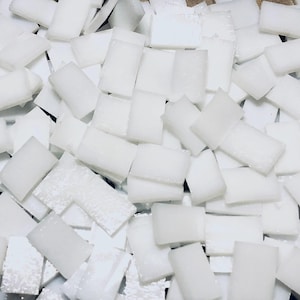 Opaque White Stained Glass Mosaic Tile Border Pieces