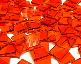 3/4" Transparent Orange Stained Glass Mosaic Tiles