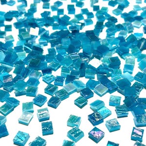 1/4&quot; Iridescent Blue Stained Glass Mosaic Tiles