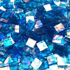 1/2” Iridescent Blue Stained Glass Mosaic Tiles
