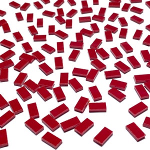 Small Opaque Red Stained Glass Mosaic Tile Border Pieces