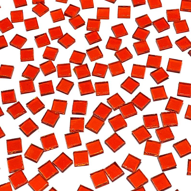3/8 Transparent Orange Stained Glass Mosaic Tiles Etsy