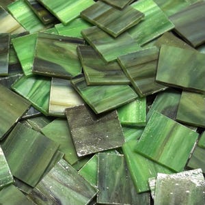 1&quot; Opaque Green Stained Glass Mosaic Tiles