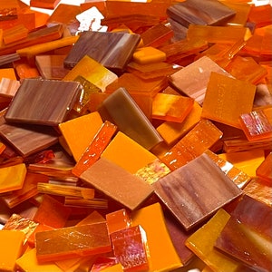 Orange Stained Glass Mosaic Tile Mix