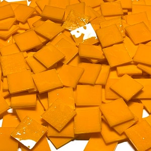 3/4&quot; Opaque Orange Stained Glass Mosaic Tiles