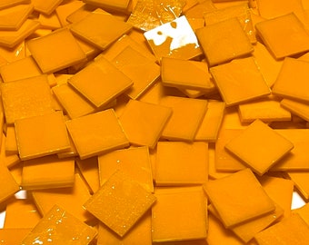 3/4" Opaque Orange Stained Glass Mosaic Tiles