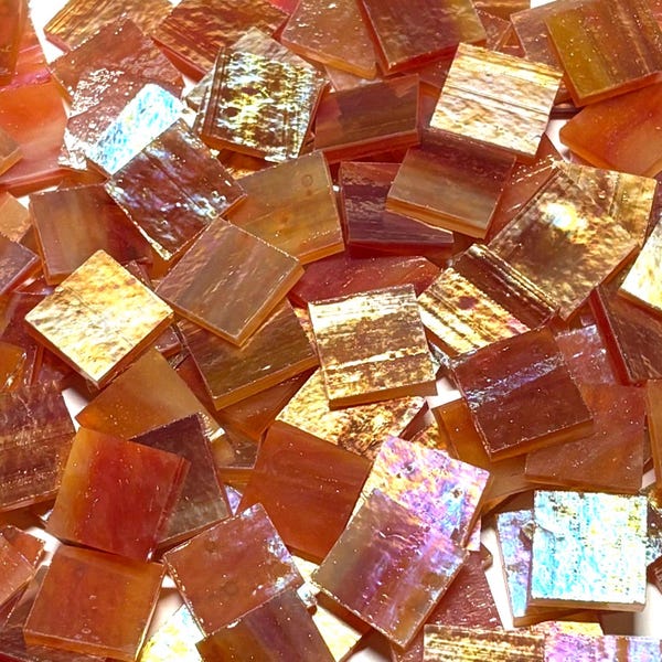 3/4 "schillernde Orange Glas-Mosaikfliesen