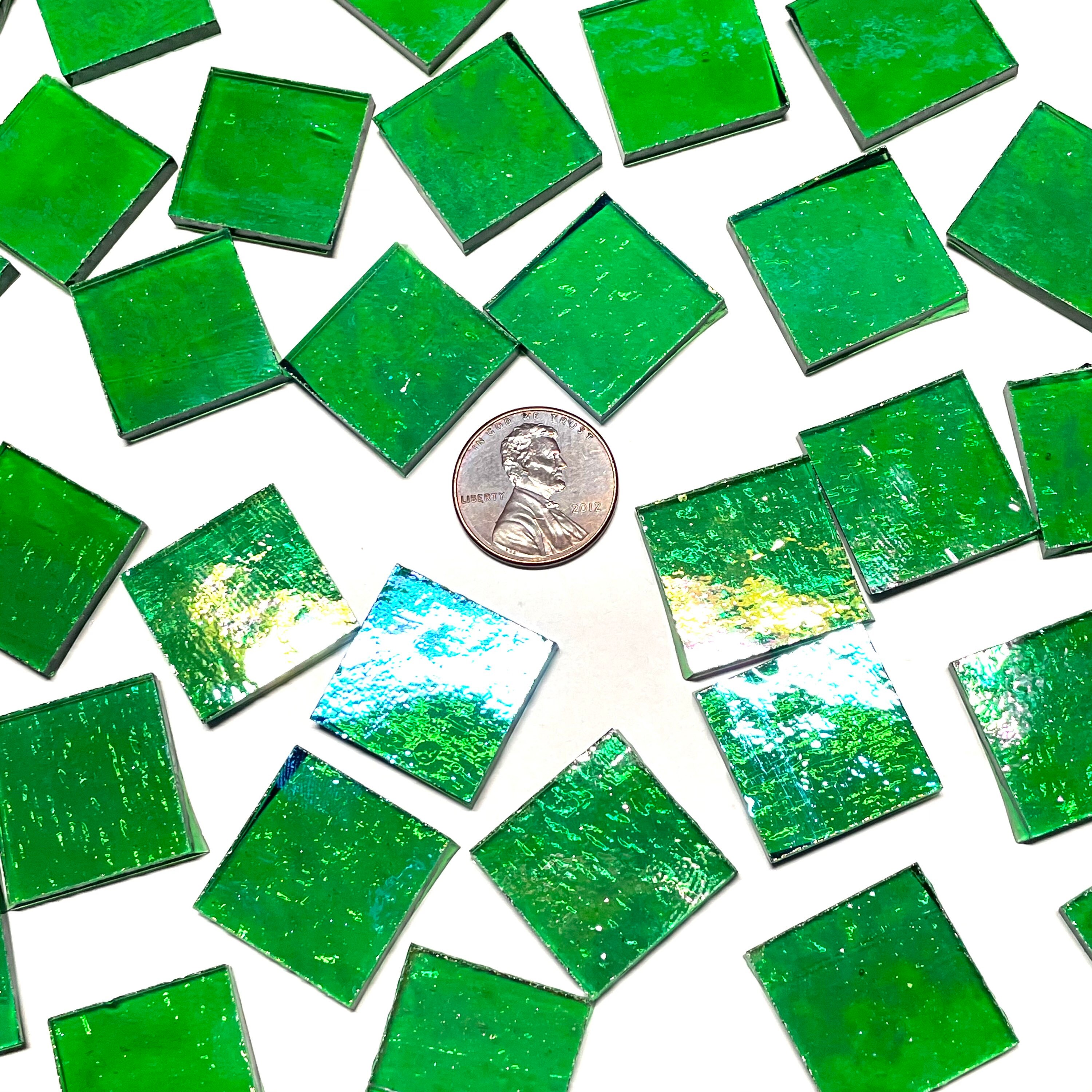 3/4 Green Stained Glass Mosaic Tiles Etsy