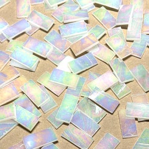 Iridescent White Stained Glass Mosaic Tile Border Pieces