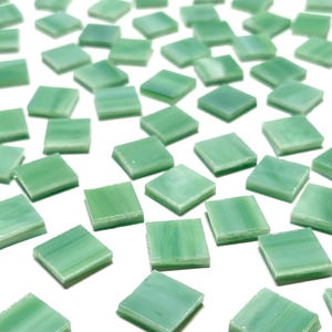 1/2&quot; Opaque Green Stained Glass Mosaic Tiles