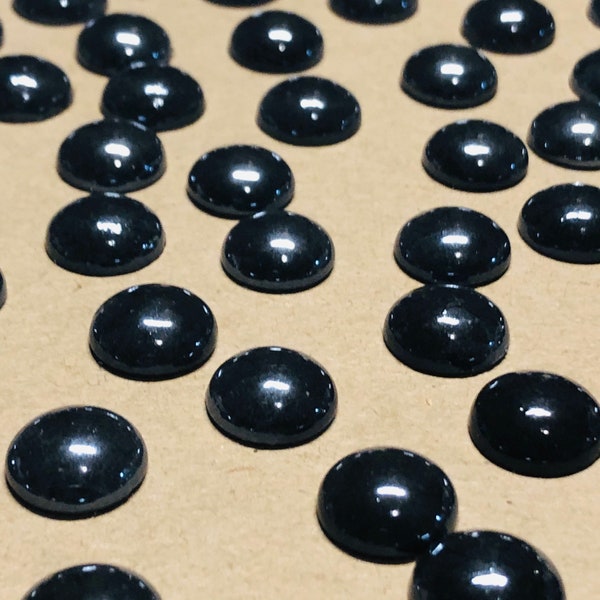 60 Black Glass Cabochons