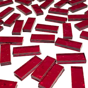 Large Transparent Red Stained Glass Mosaic Tile Border Pieces