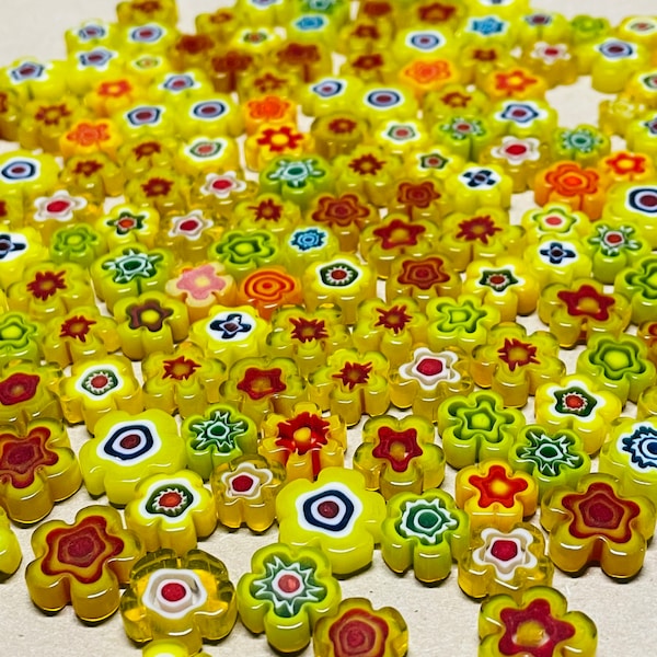 30 Millefiori Flower Glass Cabochons