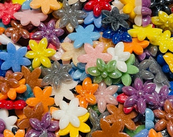 100 Porcelain Plated Glass Flower Cabochons