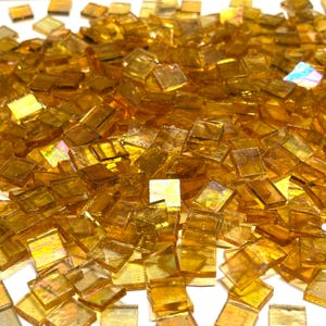 3/8&quot; Iridescent Amber Stained Glass Mosaic Tiles
