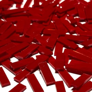 Large Skinny Opaque Red Stained Glass Mosaic Tile Border Pieces