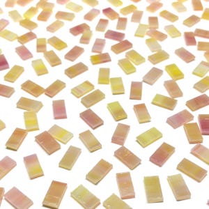 Small Opaque Pink and Yellow Stained Glass Mosaic Tile Border Pieces