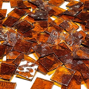 3/4&quot; Transparent Amber Stained Glass Mosaic Tiles