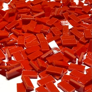Small Opaque Red Stained Glass Mosaic Tile Border Pieces