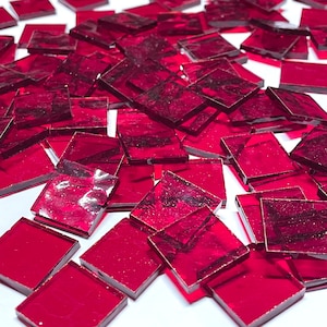 3/4&quot; Transparent Red Stained Glass Mosaic Tiles