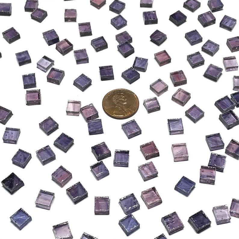 1/4 Transparent Purple Stained Glass Mosaic Tiles image 2