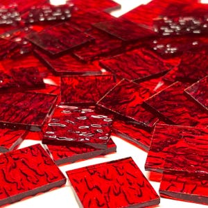 1&quot; Transparent Red Stained Glass Mosaic Tiles