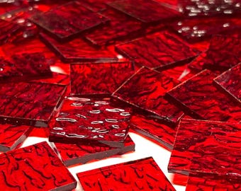 Tessere di mosaico in vetro colorato rosso trasparente da 1"