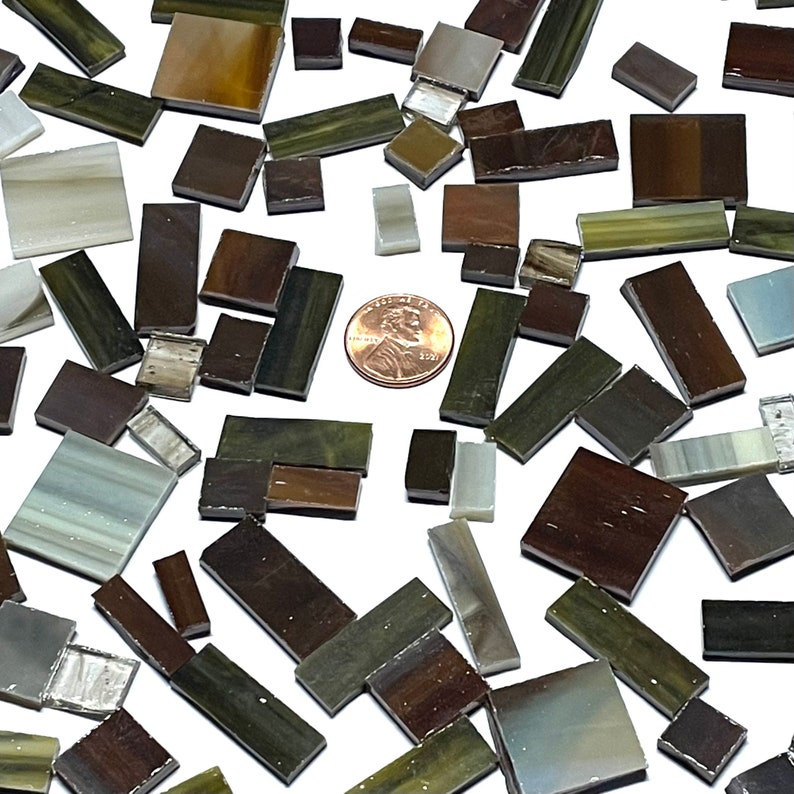 Brown Stained Glass Mosaic Tile Mix Etsy