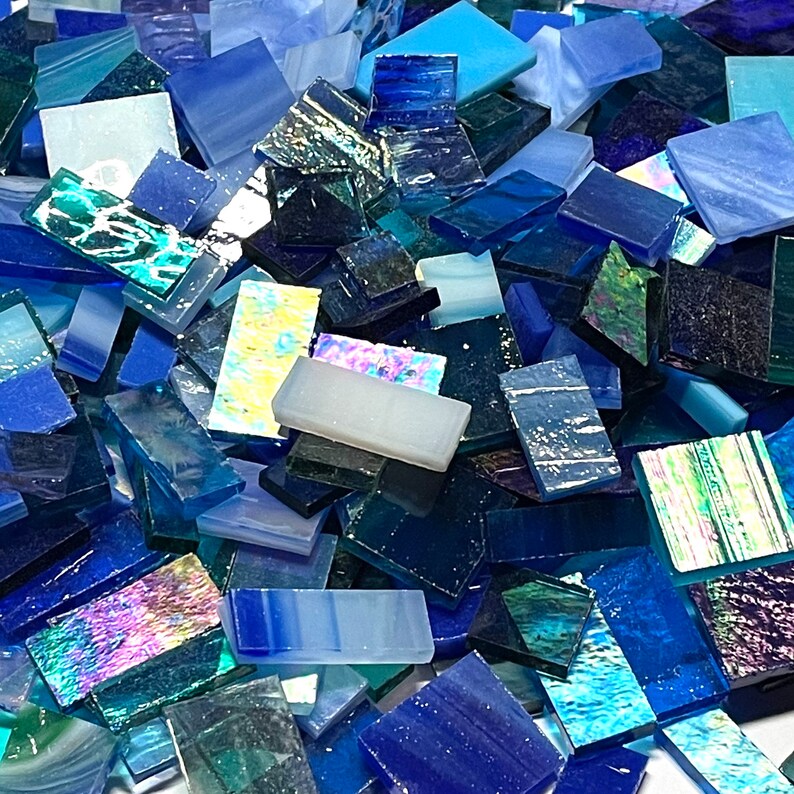 Blue Stained Glass Mosaic Tile Mix - Etsy