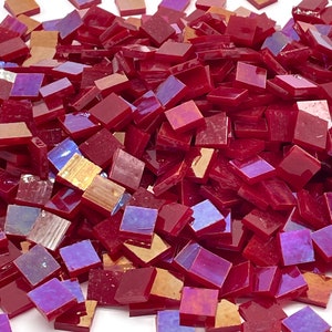 3/8&quot; Iridescent Red Stained Glass Mosaic Tiles