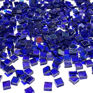 1/4&quot; Iridescent Blue Stained Glass Mosaic Tiles