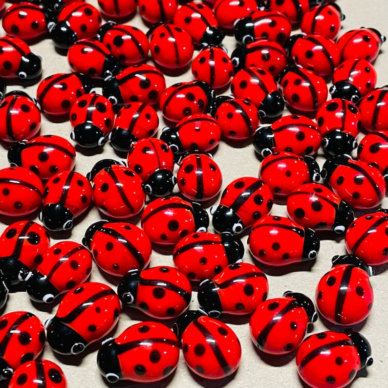 Ladybugs Millefiori Lampwork Glass Cabochons image 6