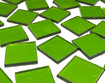 1" Transparent Green Stained Glass Mosaic Tiles