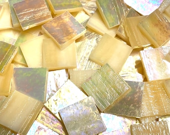3/4" Iridescent Tan Stained Glass Mosaic Tiles