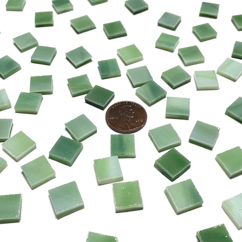 3/8 Green Stained Glass Mosaic Tiles Etsy