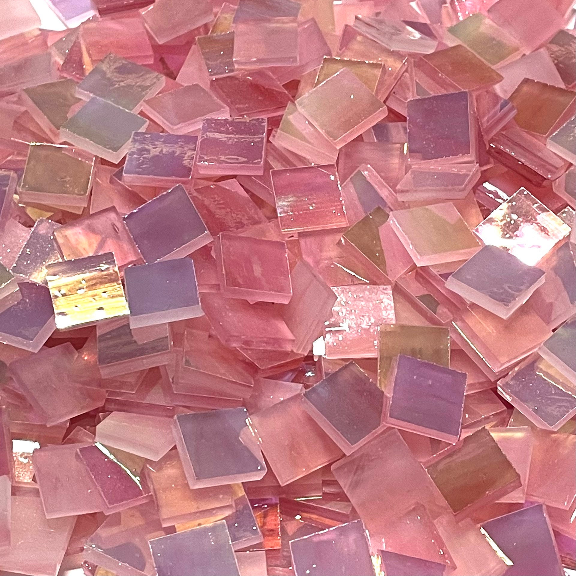1/2" Iridescent Pink Stained Glass Mosaic Tiles