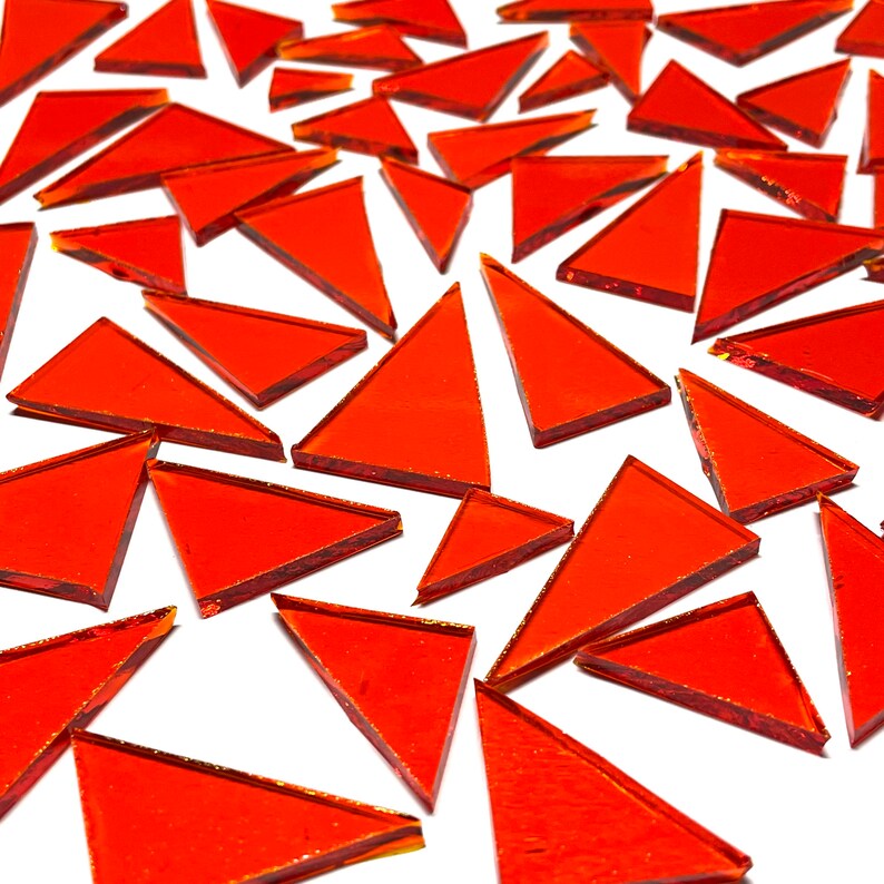 Orange Stained Glass Mosaic Triangles Etsy