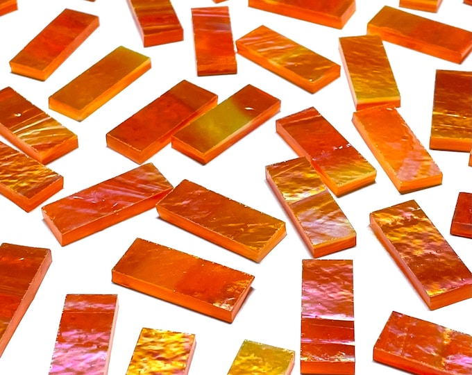 Large Iridescent Orange Stained Glass Mosaic Tile Border Etsy