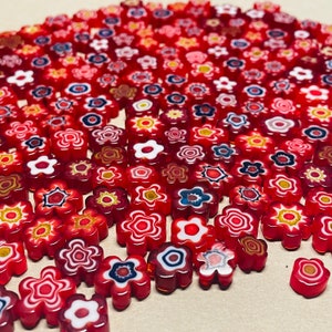 25 cabochons Millefiori Flower en verre