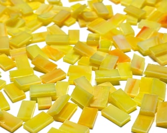 Small Opaque Yellow Stained Glass Mosaic Tile Border Pieces