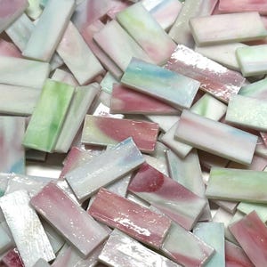 Opaque Pink Stained Glass Mosaic Tile Border Pieces