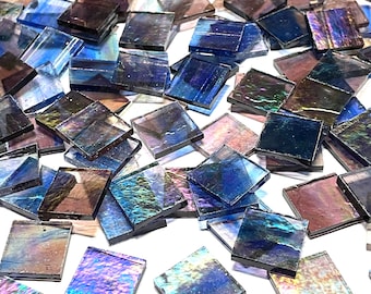 Azulejos de mosaico de vidrio teñido azul iridiscente de 3/4"