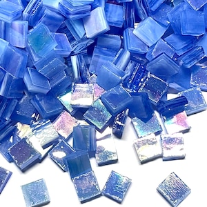 1/4&quot; Iridescent Blue Stained Glass Mosaic Tiles