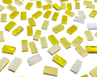 Small Opaque Yellow Stained Glass Mosaic Tile Border Pieces