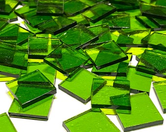 3/4" Transparent Green Stained Glass Mosaic Tiles