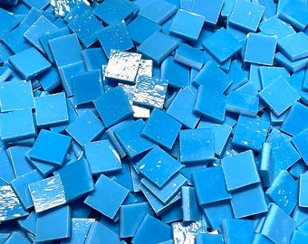 3/8" Opaque Blue Stained Glass Mosaic Tiles