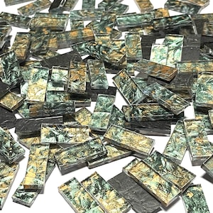 Green and Copper Van Gogh Stained Glass Mosaic Tile Border Pieces